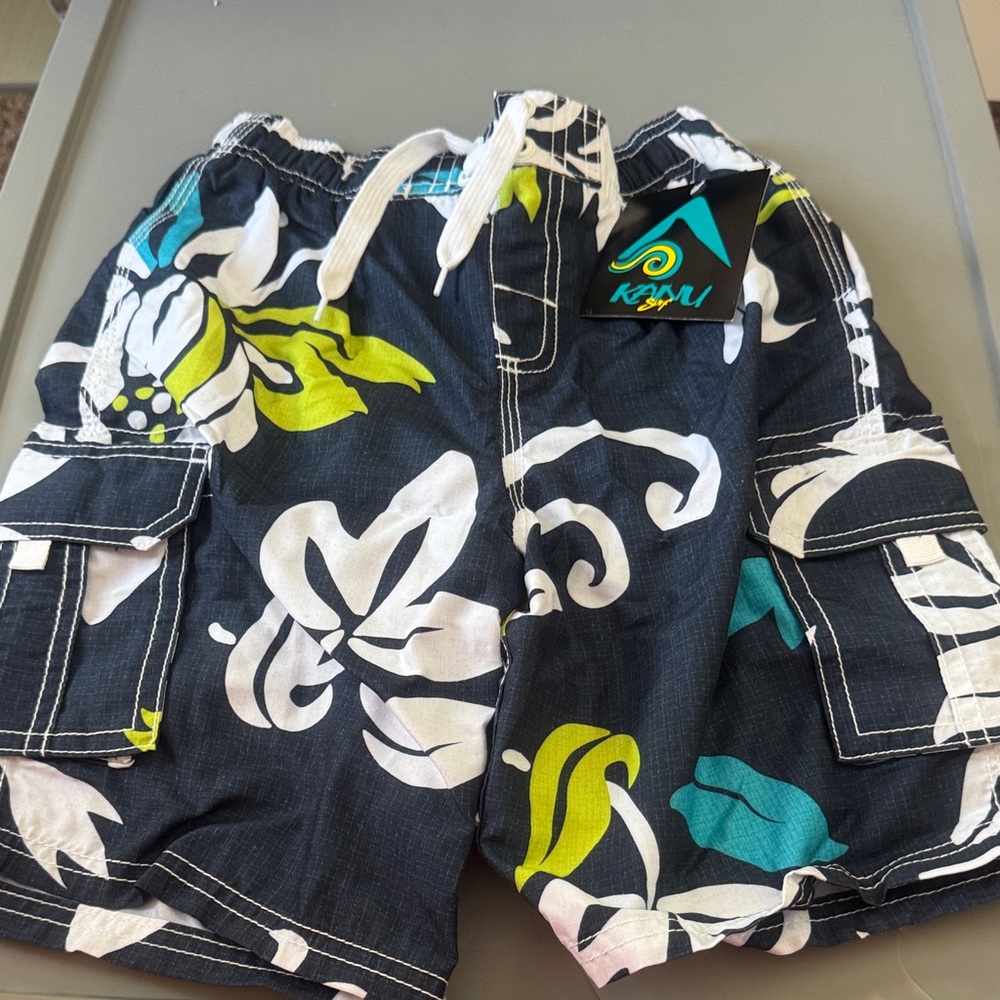 Kanu Surf Black Floral Swim Trunks